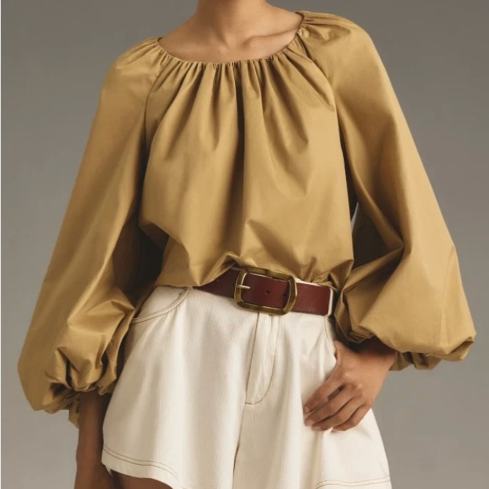 ANTHROPOLOGIE MARE MARE
LONG BILLOW SLEEVE CREW NECK TOP
BLOUSE MOCHA Size S